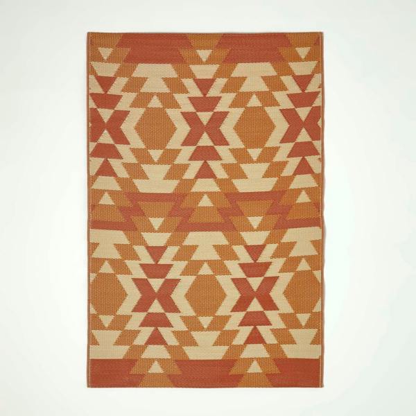 HOMESCAPES Outdoor Rug Luxury Waterproof Reversible Recycled, For Garden, Anya Aztec