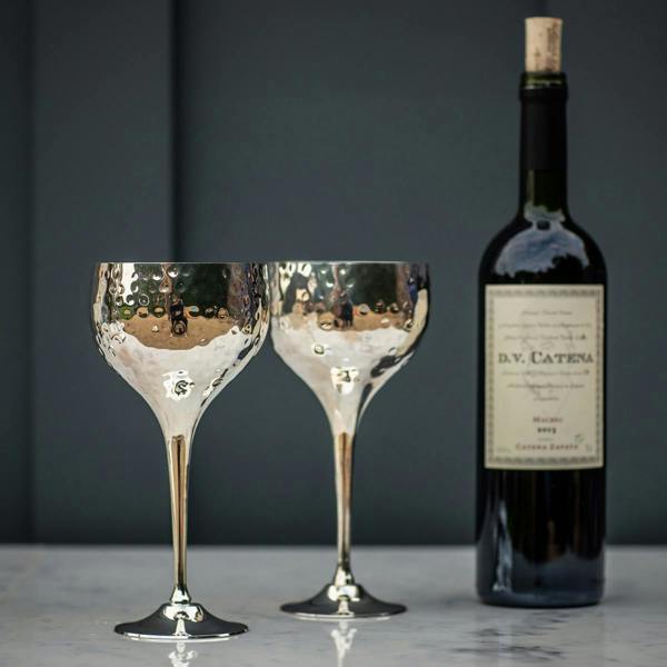 Culinary Concepts Pair of Hammered Wine Goblets
