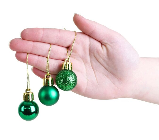 Shatchi Shatterproof Emerald Green Christmas Baubles, 3cm Tree Decorations in 12 Pack or 24 Pack
