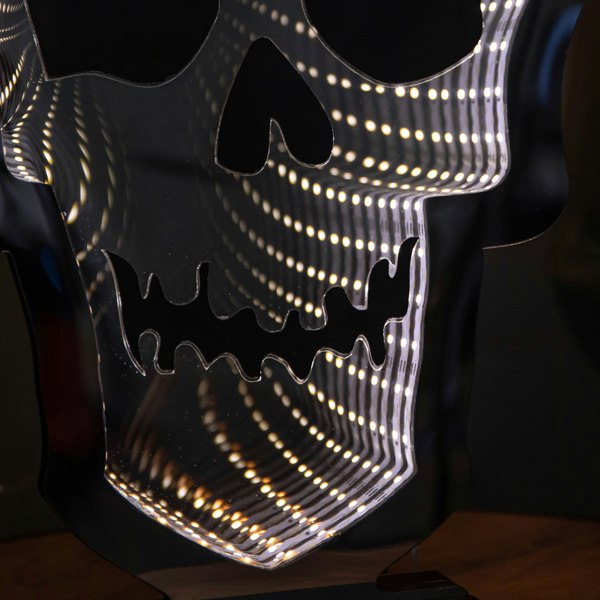 Samuel Alexander 40cm Light up Halloween Skull Infinity Decoration with Warm White LEDs