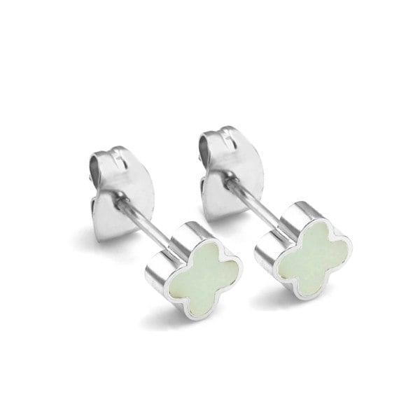 Say It With Jade Crystal Clover Earrings - Silver