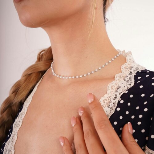 Spero London Fine Linked Pearl Sterling Silver Chain Necklace