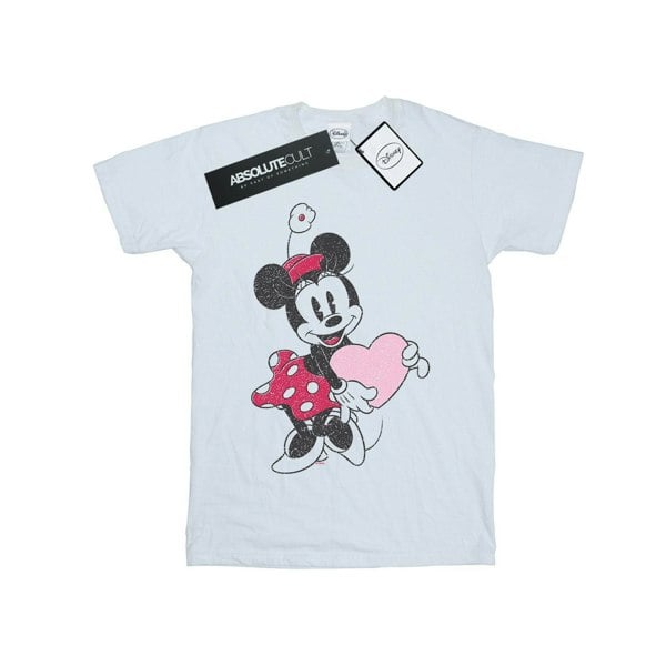 Disney Girls Minnie Mouse Love Heart Cotton T-Shirt - White