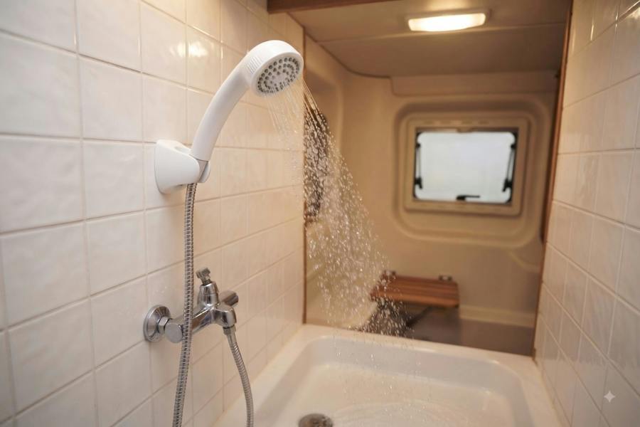 RTS White Shower Head Kit with Hose, Wall Mount Bracket and Extra Face Plate