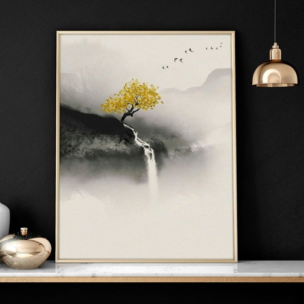 Japanese pagoda | set of 3 wall art for home office decor