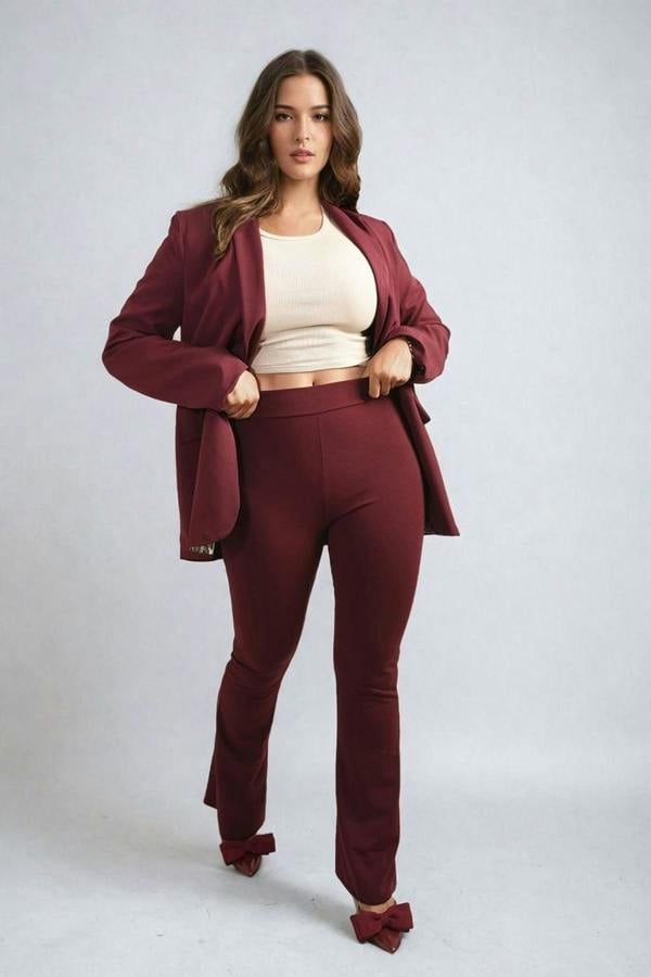 Jessica High Waisted Flare Leg Trouser - Wine