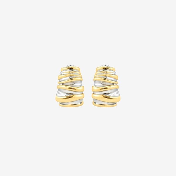 Uchi & Soto Nami Mixed Metals Wavy Hoop Earrings