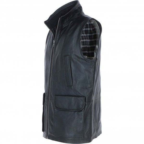 Ashwood Men's Leather Waistcoat | Classic Zip-Up Body Warmer: LUMS