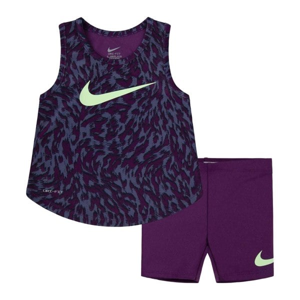Nike Childrens/Kids Veener Animal Print Top & Shorts Set - Purple