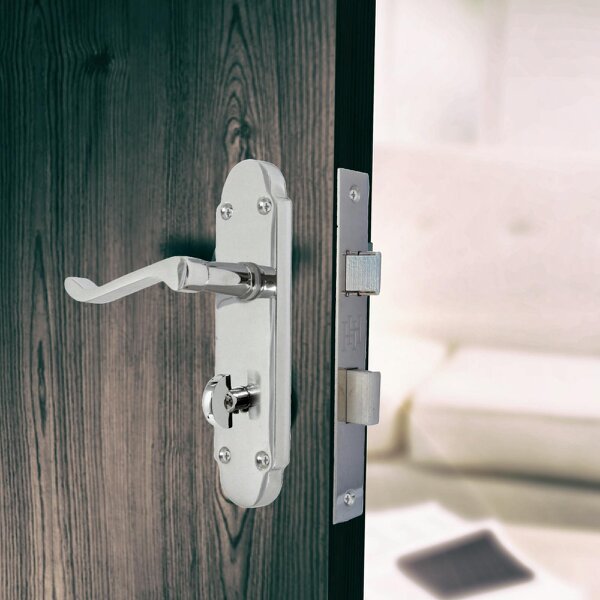EDH Door Hardware "Epsom Door Handle Set – Chrome Internal Lock Door Handles (170mm x 42mm)
