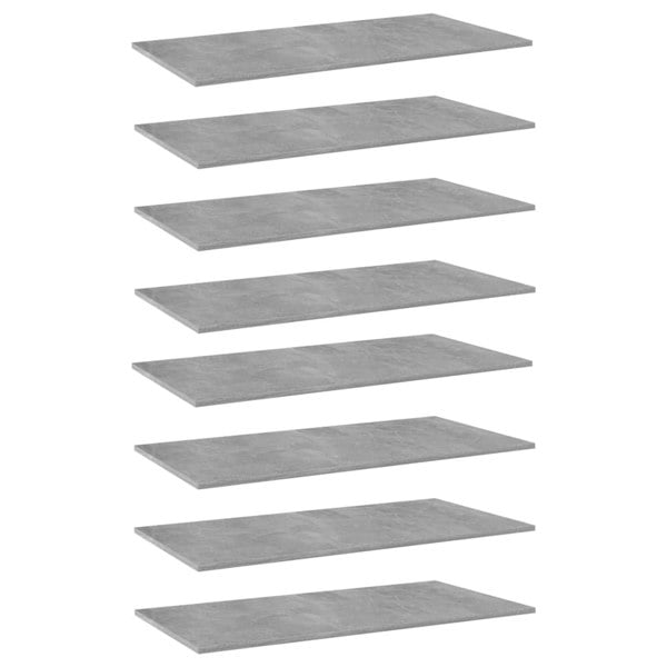 Berkfield Bookshelf Boards 8 pcs Concrete Grey 80x30x1.5 cm Engineered Wood