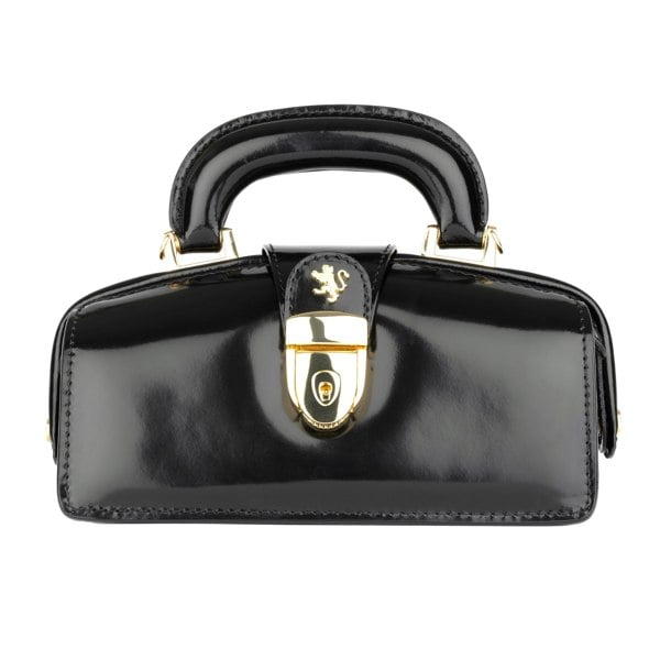 Embassy London Gazelle Mini - Gold & Black  - Mini top handle structured bag in Italian leather with LED