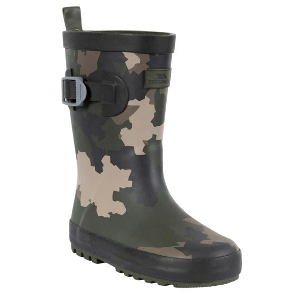 Trespass Childrens/Kids Puddle Camo Wellington Boots - Green/Brown/Black