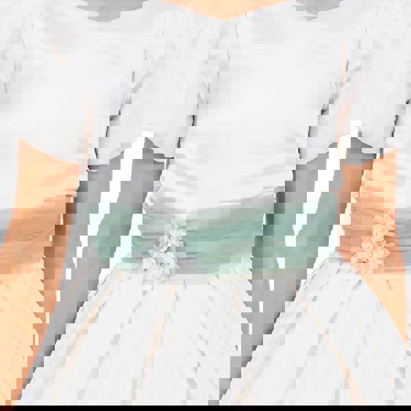 close up sash and flower detail