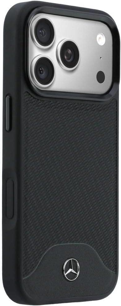 Mercedes Benz Wood Effect and Curve Leather Case with MagSafe for iPhone 17 Pro 6.3" Black - MEHMP17L25PCBPWK