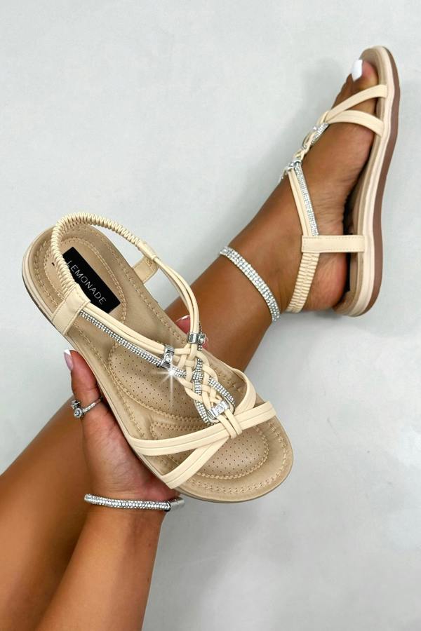 Love Lemonade Crystal Endless Summer Sandals Nude