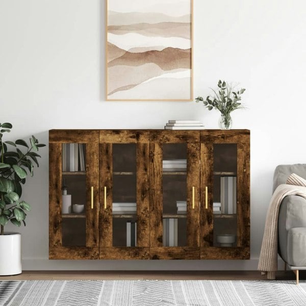 Berkfield Wall Mounted Cabinets 2 pcs Smoked Oak Engineered Wood