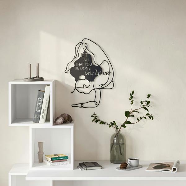 Decortie Do in love Modern Metal Wall Art Home Decorative Ornament, Black