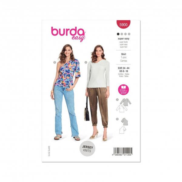 Burda Sewing Pattern 5900 Tops For Women, 8-18 (34-44) - Beginner, Easy
