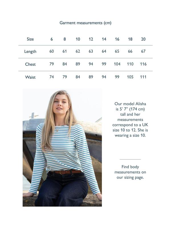 Kite Womens Organic Tarrant Jersey T-Shirt Teal Blue Stripe