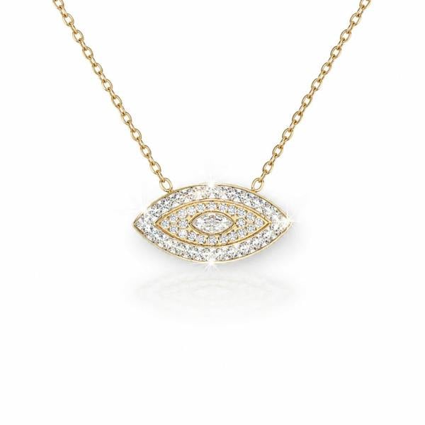 Say It With Full CZ Evil Eye Necklace - Yellow Gold