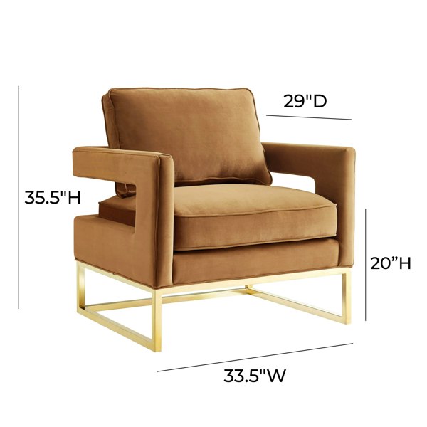 Furniture Edit Avery Cognac Velvet Chair With Polished Gold Base