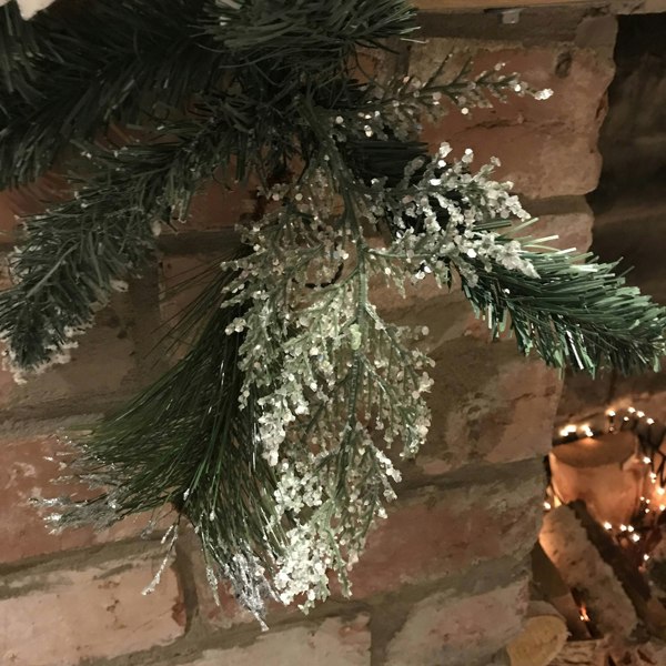 Samuel Alexander 1.8M (6ft) White Poinsettia Christmas Garland Silver Balls Glitter Snow Flocked