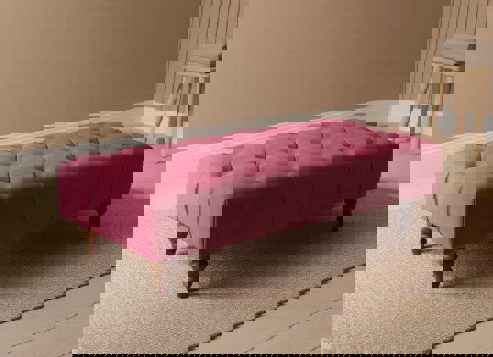 Claret Chesterfield Footstool | Long Maroon Stool Bench | Maroon Upholstered Ottoman - ISTOOLS