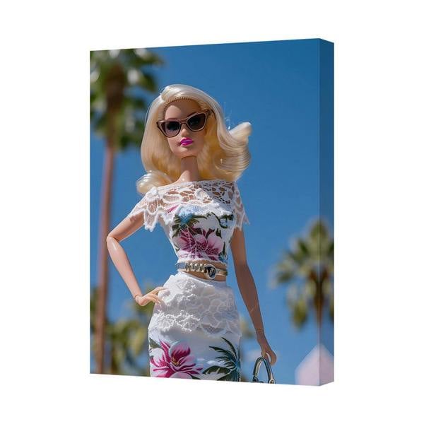 Benjamin Tate Design Barbie Fashion Doll In Floral Lace Dress With Sunglasses Canvas Art