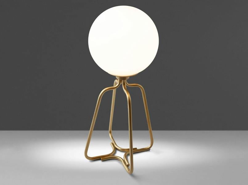 Angel Cerdá Table Lamp Golden Steel and White Glass 8049