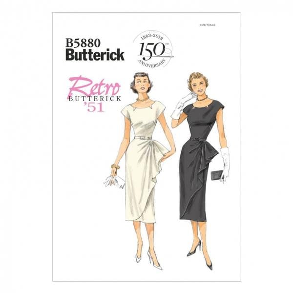 Butterick Sewing Pattern 5880, Belts, Dresses, Vintage Style for Women, 6-8-10-12-14 - Easy