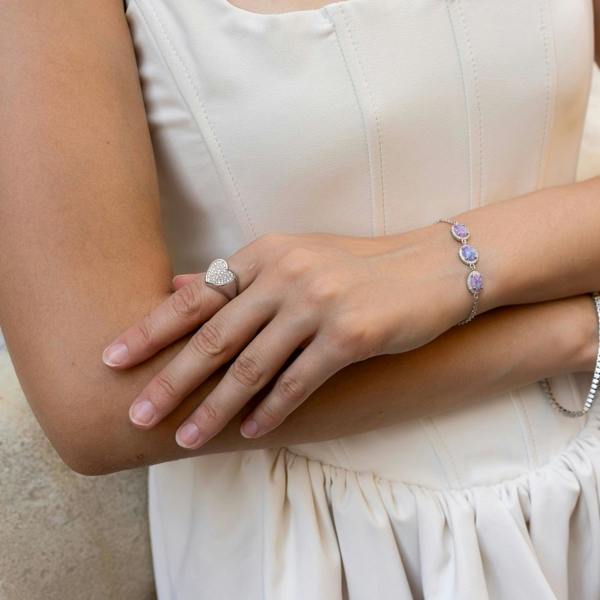 Spero London Sterling Silver Pave Heart Signet Ring