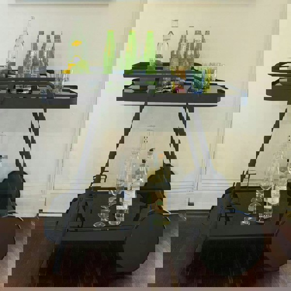 Dorel Home Novogratz Barbie Outdoor Bar Cart with Wheels Charcoal