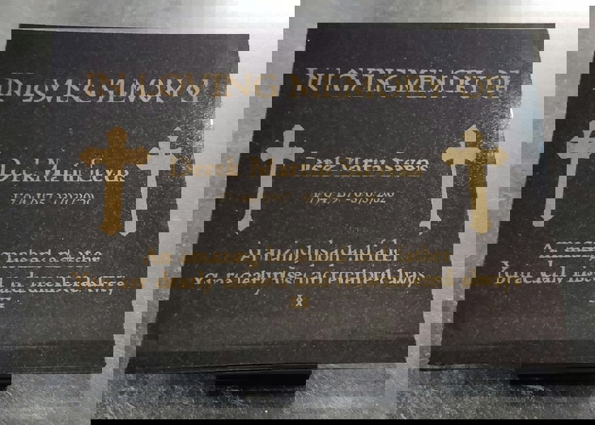 Memorials Direct Granite Memorial Plaque, Cross, Personalised, Stand Included