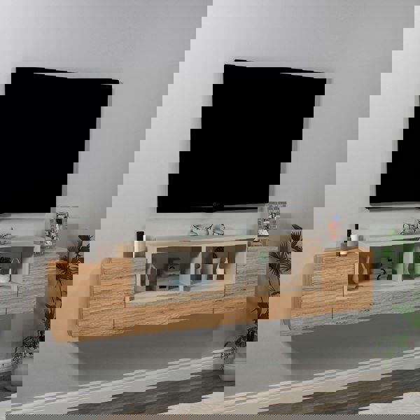 Destina Home Morica Floating TV Stand with Shelves and Cabinets