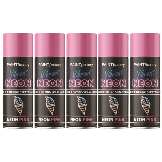 Paint Factory 5X  Fluorescent Neon Pink Spray Paint 200ml