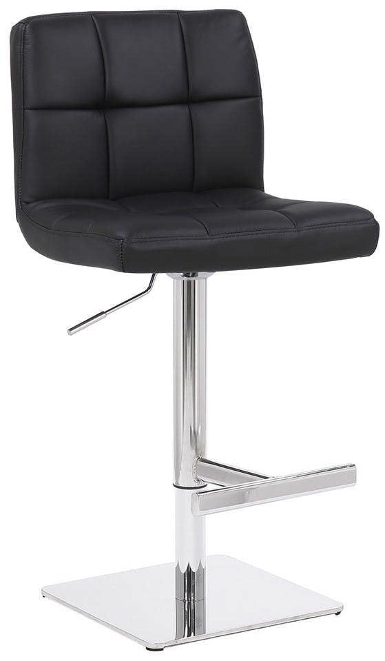 Lamboro Allegro Signature Real Leather Adjustable Swivel Bar Stool with Square Base & Chrome Frame