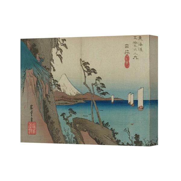 Benjamin Tate Design Japanese Woodblock Canvas Print Mount Fuji Sea Scene With Sailboats