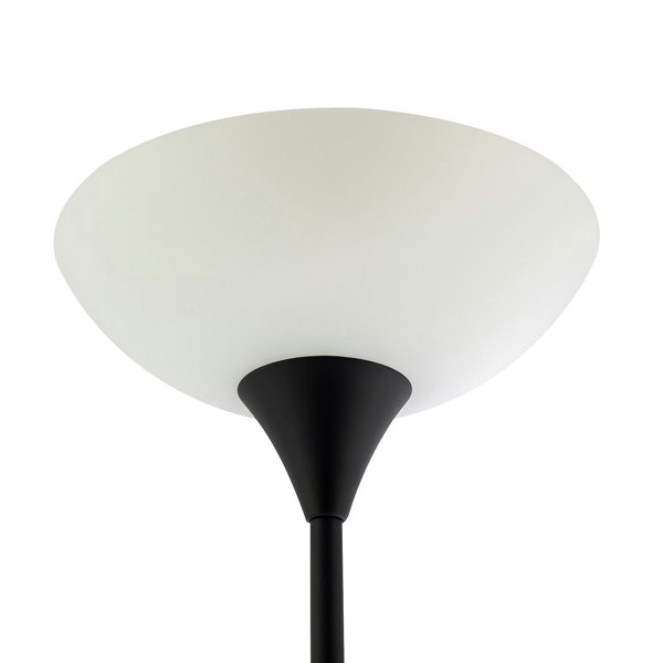 Modern Black Switched Uplighter Floor Lamp with Opal White Polycarbonate Shade Image 5