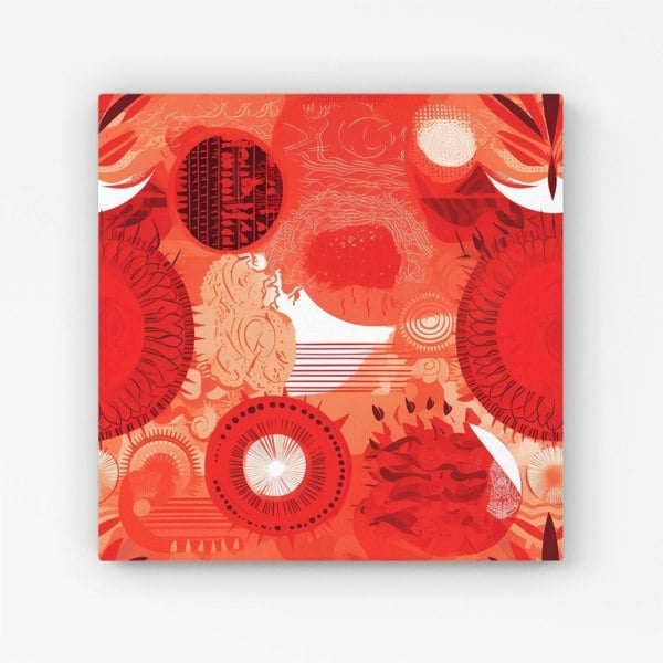 Warren Reed Abstract Red Sun pattern Canvas