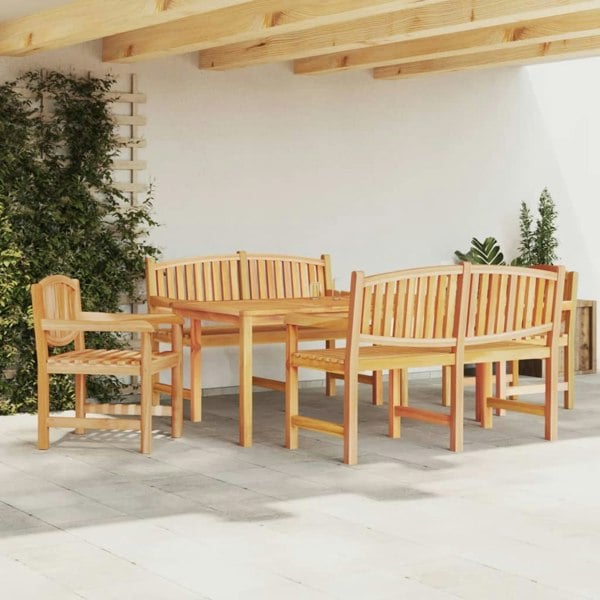 Berkfield 5 Piece Garden Dining Set Solid Wood Teak