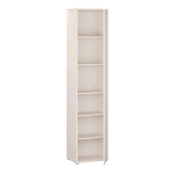 Furniture To Go Alice Springs Slim Tall Display Cabinet with 1 Glass Door Push-to-Open & 5 Shelves in Sand