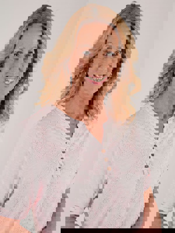 TIGI-Wear Embroidered Notch Neckline Top