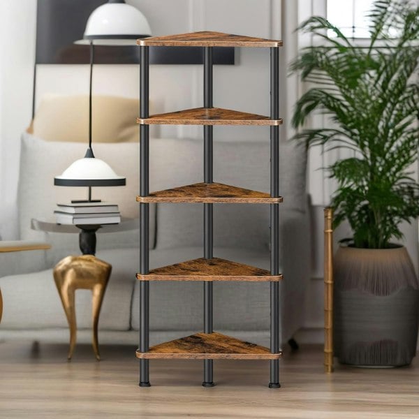 Rafaelo Mobilia 5 Tier Corner Shelf Brown