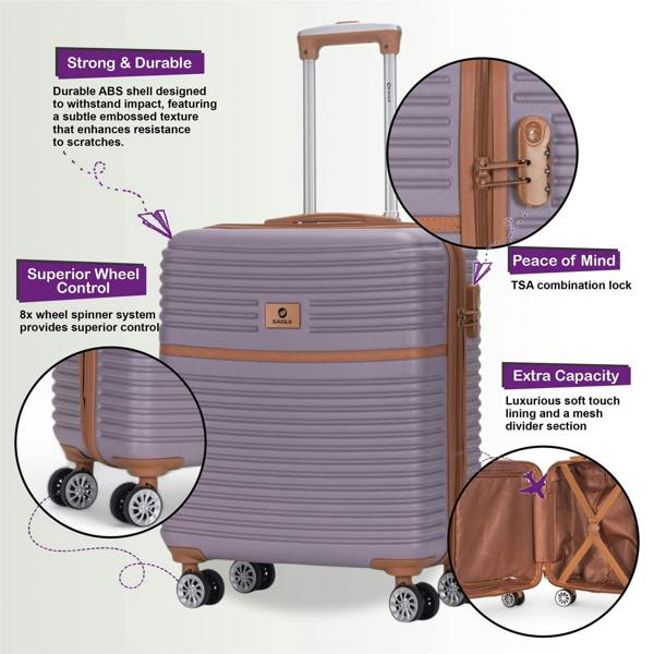 Eagle Luggage ABS Hardshell Underseat Cabin Suitcase 45 x 35 x 20 cm Luggage Suitable for Easyjet