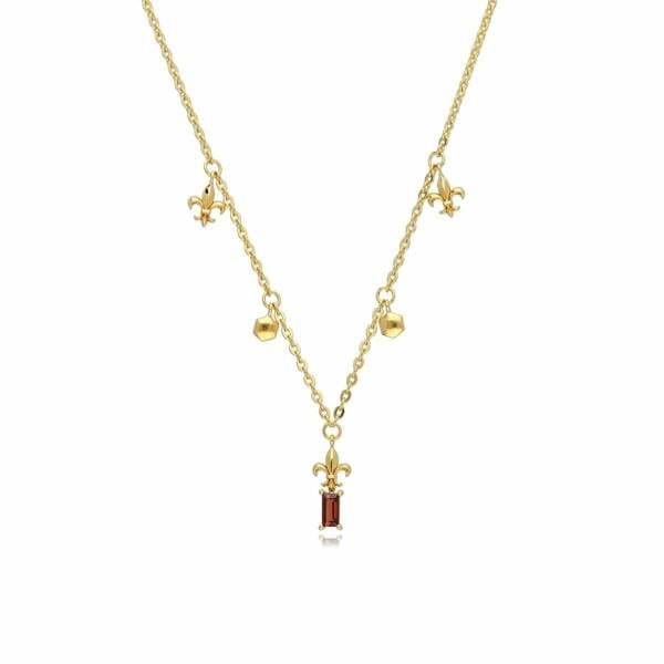 133N1036019 ECFEW™ Garnet Fleur De Lis Choker Necklace In 9ct Yellow Gold 1