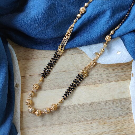 The Colourful Aura Gold Black Beaded Indian Asian Nazar Mangalsutra Choker Necklace