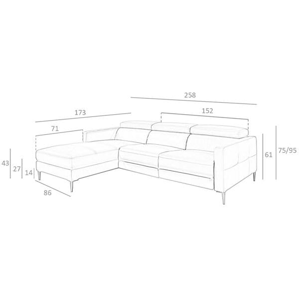 Angel Cerdá Relax corner sofa in dark grey leather 6125/6126