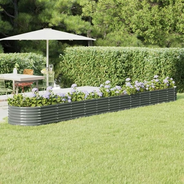 Berkfield Garden Raised Bed Powder-coated Steel 512x80x36 cm Grey