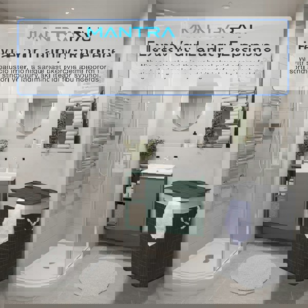 MANTRARAJ Bamboo Laundry Basket 105L Laundry Hamper with Lid Foldable Laundry Bin with 2 Compartments Black